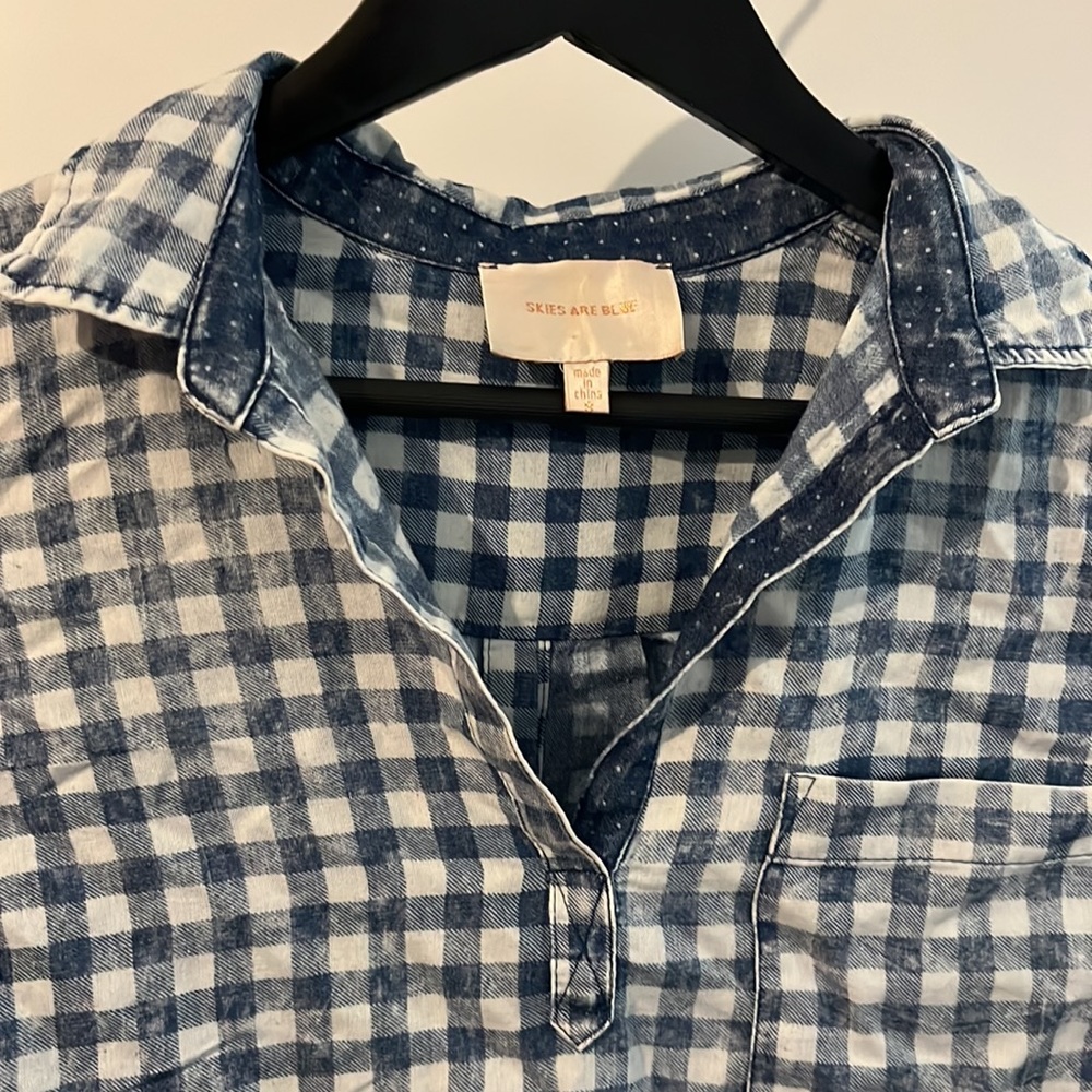 Blue and white gingham, Small, Skies Are Blue top - Picture 2 of 3